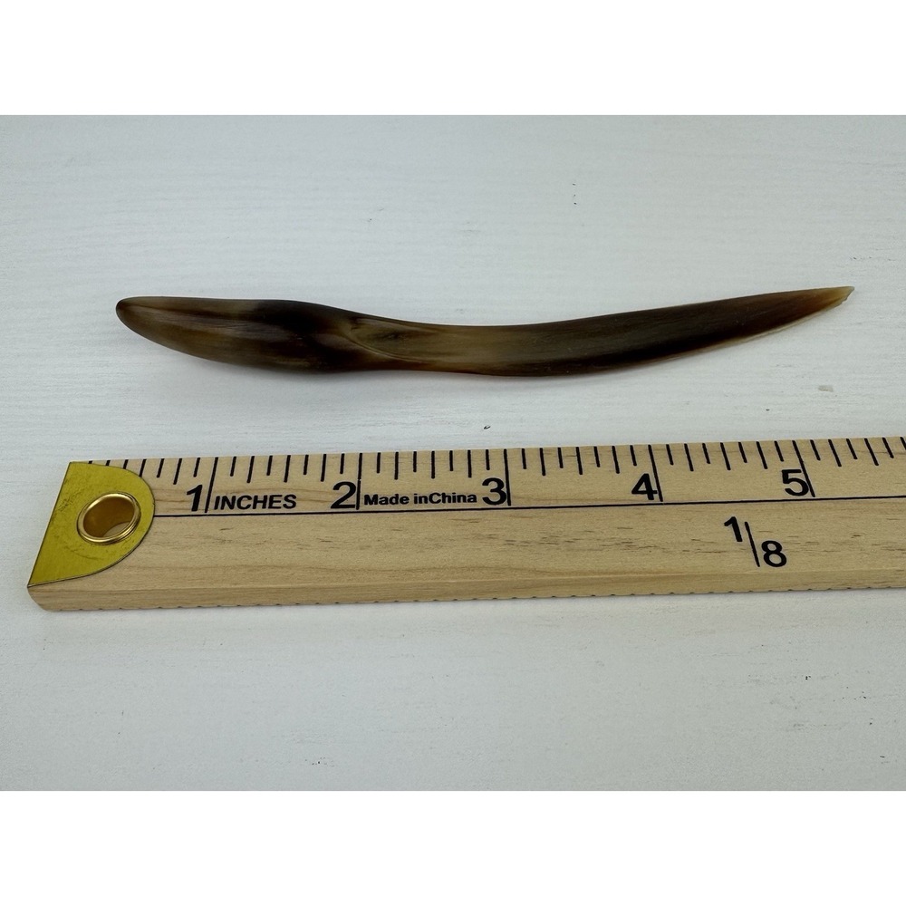 Vintage Antique Natural Horn Letter Opener Paper Knife Curved Brown Desk Tool